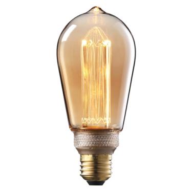 Imagem de TORCHSTAR Lâmpadas LED ST64 Vintage Edison 3,5 W, base E26, lâmpada ST64 regulável, vidro âmbar, lâmpadas decorativas antigas para luzes pendentes, lâmpadas de chão, filamentos virtuais ondulados