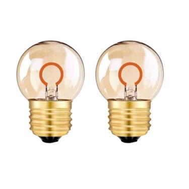 Imagem de Tsunetani-G40/G12.5 Lâmpadas LED Sprial Filamento Mini Globo 1W equivalente a 10 Watt incandescente - Base média E26 2200K branco ultra quente para decoração de casa, 90 lúmens - Pacote com 2 (vidro