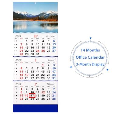 Imagem de Flenpptly Calendário de parede 2025 grande calendário de parede com exibição de 3 meses, calendário vertical com papel grosso 83,8 cm x 33 cm de dezembro de 2024 a janeiro de 2026 para planejador