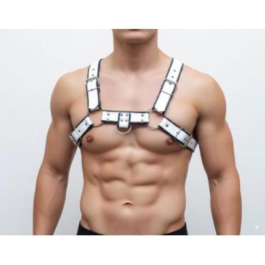 Imagem de Harness Bicolor em H Luxo BY036 Couro Legítimo - Blood Art, Branco, G