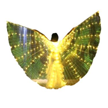 Imagem de HUASSIYIIA Fantasia de Halloween com asas de LED para mulheres, asas de anjo brilhantes, asas de fada com palitos telescópicos, asas para adultos e crianças, fantasias de Halloween para mulheres