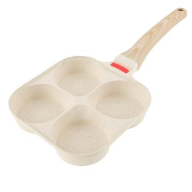 Imagem de QENWKXZ Frigideira quadrada de 4 xícaras, frigideira antiaderente, frigideira de omelete, frigideira versátil para ovos, panquecas, plett, crepes, compatível com fogão a gás e placa de indução (branca
