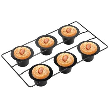 Imagem de Tcwhniev Formas Popover antiaderentes, 6 xícaras metálicas antiaderentes, copos metálicos fortes, estrutura engrossada de aço carbono design de base fixa para assar cupcakes de pudim