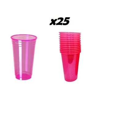 Imagem de Copo Biodegradável Crystal Drink 300Ml Rosa Neon - 25 Unid