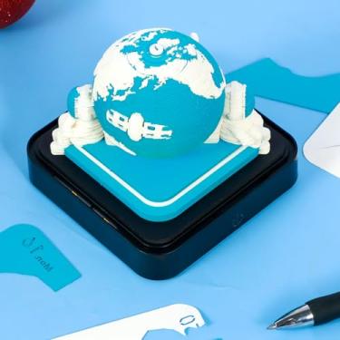 Imagem de DJAPWPX Calendário de mesa 3D, bloco de notas criativo, com luz LED destacável, calendário artístico 3D para decoração de mesa de escritório em casa (azul)