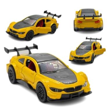 Imagem de Miniatura Carro Esportivo de Corrida, Amarelo, Escala 1:32, com Aerofólio