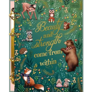 Imagem de Caderno Colegial Fichário Argolado Cartonado Loveland 160 Folhas Decoradas Tilibra | Bichos na Floresta