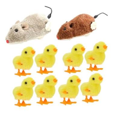 Imagem de Kit 5 Ratos 5 Pintinho Brinquedo De Fricção Diversão Pelúcia - STORE S
