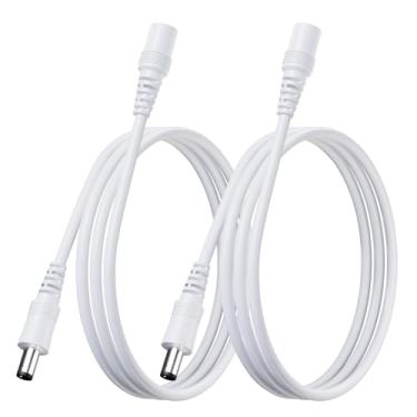 Imagem de OXZEEWEE Pacote com 2 cabos de extensão de energia CC de 9 m/1 m, cabo de extensão universal CC 12V 2,1 mm x 5,5 mm para câmera de segurança, roteador CCTV, IP DVR, fita de LED e mais (branco)
