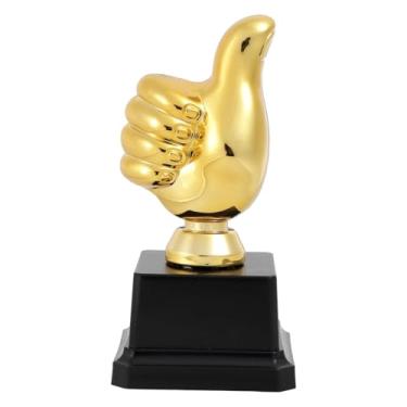 Imagem de Troféu de Polegar para Cima Dourado, Troféu de Polegar Cima 13cm Gravura Engraçada Plástico Prêmio para Vencedores Comemorações Jogos Esportivos Competição Por Reconhecimento (Fundo Quadrado)