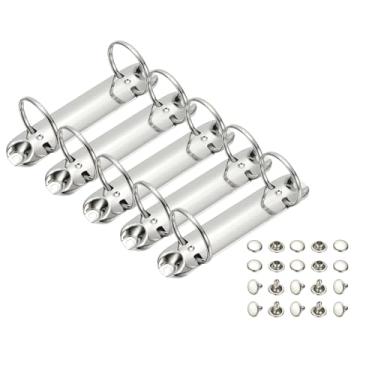 Imagem de PATIKIL B7 Mecanismos de fichário de 2 furos, conjunto de 5 anéis de 2,5 cm, agendador de fichário de substituição de folhas soltas para organizadores, acessórios de pasta de armazenamento de papel de