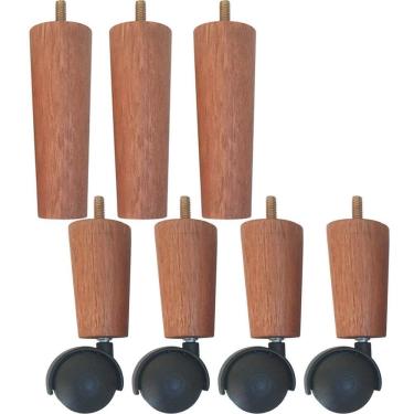 Imagem de Conjunto 7 pés de Cama Box com 3 Pés Fixos e 4 Pés com Rodízios 13cm