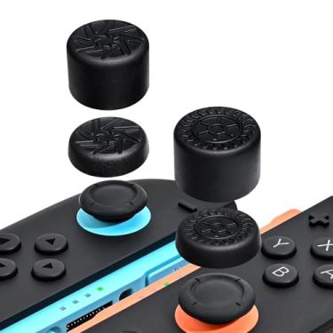 Imagem de DLseego Punhos de polegar projetados para Nintendo Switch 2 (2025), silicone macio Joycon controle analógico capa protetora antiderrapante 8 peças botão Joy con capas de joystick, roda - preto