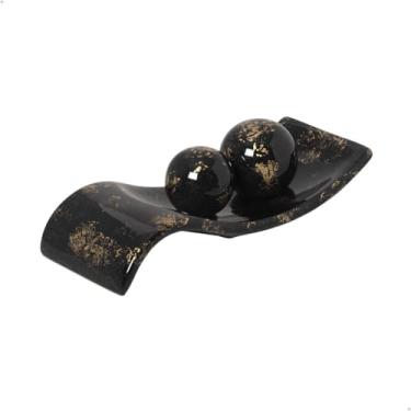 Imagem de Centro de Mesa Decorativo de Cerâmica Safira com Esferas Preto e Dourado Ébano