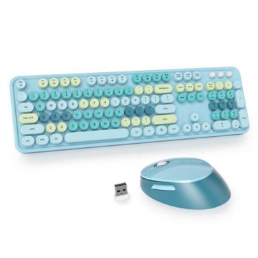 Imagem de Teclado e mouse sem fio Owpkeenthy Blue Full-Size