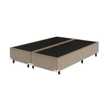 Imagem de Base Box Casal Bipartido 138x188 Suede Bege - RR COLCHOES