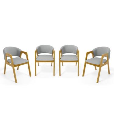 Imagem de Kit Com 4 Cadeiras Agatha Madeira Maciça Estofada Para Mesa De jantar