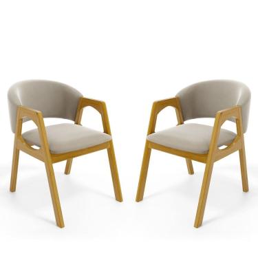 Imagem de Kit Com 2 Cadeiras Agatha Madeira Maciça Estofada Para Mesa De jantar