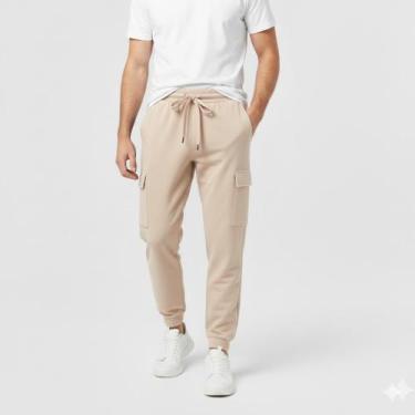 Imagem de Calça Cargo Jogger Masculina Sarja com Elástico e cordão Moda Streetwe