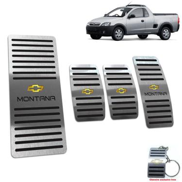 Imagem de Pedaleira + Descanso Chevrolet Montana 2003 2010 Inox Preto