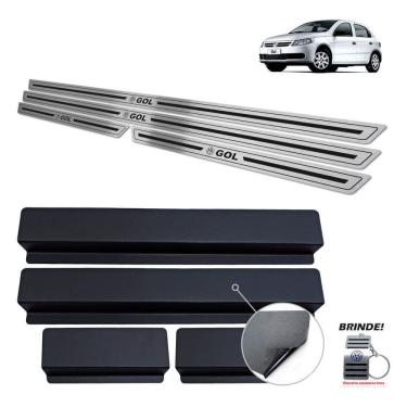 Imagem de Soleiras Em Aço Inox Preto Baixo Relevo Gol G5 2008 A 2012