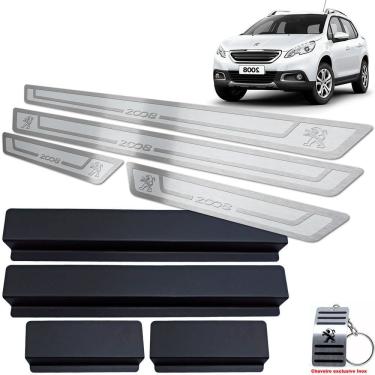 Imagem de Soleira Aço Inox Peugeot 2008 2015/2019 Prata Alto Relevo