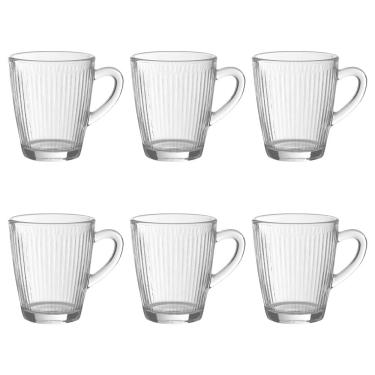 Imagem de Jogo C/6 Canecas de Vidro Óptico Transparente 160ml P/ Chá Café Bebidas
