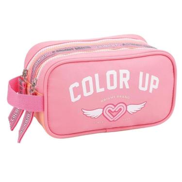 Imagem de Estojo Duplo Color Up Feminino Juvenil Infantil Escolar