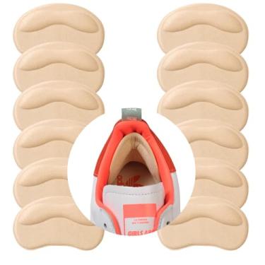 Imagem de 6 pares de almofadas de calcanhar para sapatos soltos, punhos e forros para homens e mulheres – protetores contra bolhas, dor no calcanhar, deslizamento e fricção (bege)