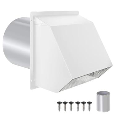 Imagem de Ventilação de parede com capuz de 20 cm com tela e amortecedor, tampa de ventilação de exaustão para secadora externa externa exaustor de parede para exaustor de cozinha e secador, banheiro, porão