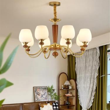 Imagem de Luminária pendente contemporânea americana retrô criatividade sala de estar sala de jantar quarto hotel villa café arte simples led lustre doméstico (B 8 luzes)