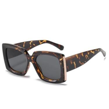 Imagem de Óculos de sol pretos vintage femininos, moda gradiente, luxo, espelhado, prateado, leopardo, masculino (C3)