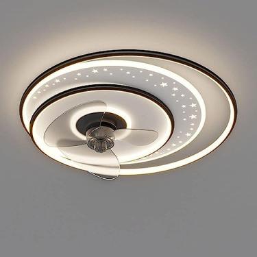 Imagem de 54CM Resistente Durável LED Escurecimento Estrelado Moderno Ouro Restaurante Ventilador de Teto Luz Ventilador de Teto com Luz Controle Remoto Motor Silencioso Anel Redondo Ventilador de Per