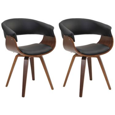 Imagem de Kit 02 Cadeiras Decorativas para Escritório Recepção Ohana Fixa Pu Preto Gran Belo