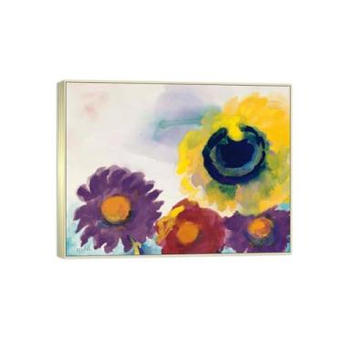 Imagem de BMZFYBS Arte de parede em tela de flores reprodução de pintura famosa - imagens de moldura prateada para sala de estar - Flores 5-Decor Poster e impressões 20x25cm8x10in