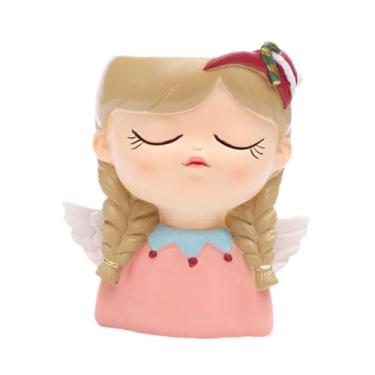 Imagem de KiBcsLic Vaso de flores fofo para cabeça, pequeno vaso de flores, estátua de fada, de mesa, recipiente de flores para meninas, para plantas internas e externas, a