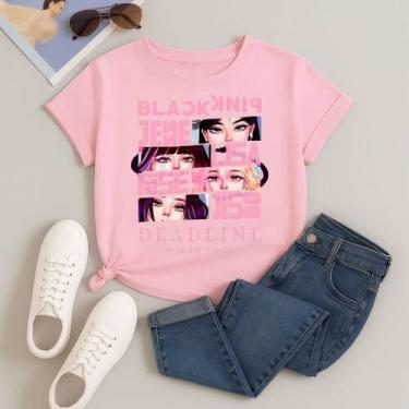 Imagem de Camiseta 100% Algodão Estampada Blackpink Quadrinhos 613 Look Estiloso