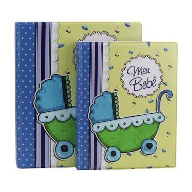 Imagem de Álbum de Fotos 10x15 Bebê Azul 200 fotos Estojo Fecho c/ Imã - 4688 - 
