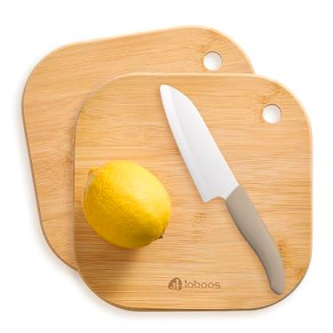 Imagem de Home Mini tábua de corte de frutas pequenas tábua de madeira de bambu maciça para dormitório infantil Conjunto de 2