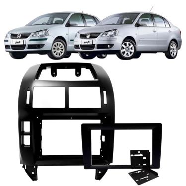 Imagem de Moldura 9 e 7 Polegadas 2 Din Polo Hatch Sedan 2003 à 2011 Preta Painel Central Multimidia Expex