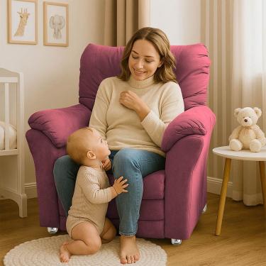 Imagem de Poltrona Reclinável Manu Extensão De Cílios Estética Sobrancelha Suede Rosa