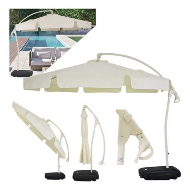 Imagem de Ombrelone Bel Buzios Guarda Sol Suspenso Bege 3mts Gira 360°