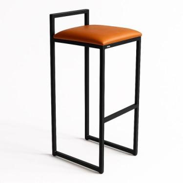 Imagem de Banqueta Ferro Alta Industrial Metal Bar Moderno material sintético - 