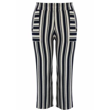 Imagem de Calça Pau a Pique Pantacourt Listrada Azul Marinho