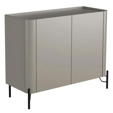 Imagem de Aparador Buffet Para Sala de Jantar 2 Portas Pés Industrial Preto Naim I03 Grigio - Lyam Decor