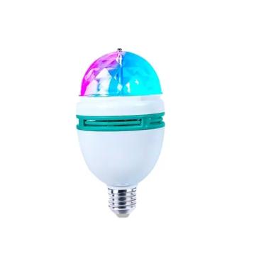 Imagem de Lampada Giratória Rgb P/ Festas Bivolt + Adaptador Bivolt