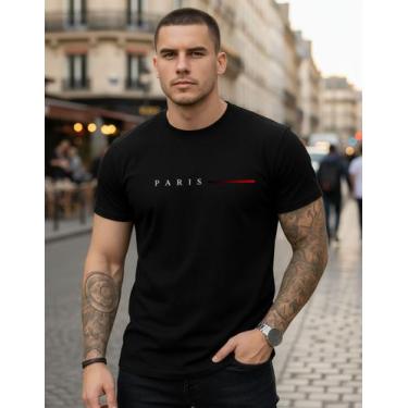 Imagem de Camiseta Masculina Paris Streetwear Malha 100% Algodão Macio - Genéric