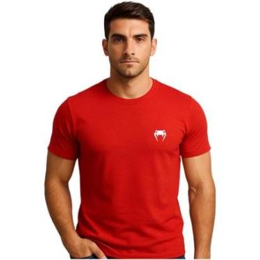 Imagem de Camiseta Esportiva Masculina Algodão Venum Classic Vermelha Treino Academia Luta-Unissex