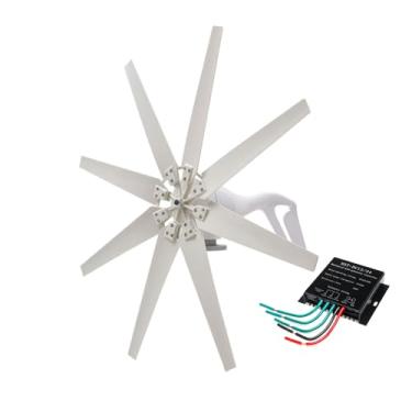 Imagem de HUIZHITENGDA Turbina eólica de energia renovável 6000W 12V 24V 48V com controlador MPPT Kit de gerador eólico de 8 lâminas para sistema de geração de energia solar Gerador de turbina eólica,12v