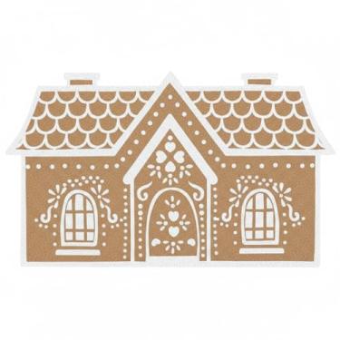 Imagem de Drydiet Tapete de Natal fofo para casa de pão de gengibre natural 45,7 cm x 76,6 cm, tapete antiderrapante para porta de entrada, decoração interna e externa, presente para porta da frente